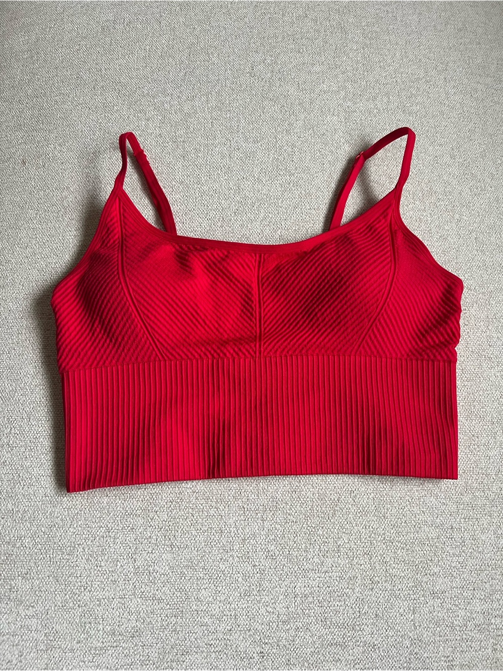 PINK Victoria's Secret Ribbed Red Spaghetti-Strap Crop Top